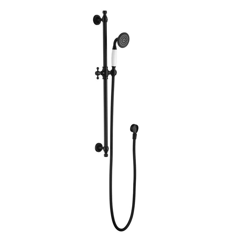 Modern National Bordeaux Traditional Matte Black Hand Shower on Rail Set