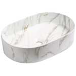 Matte White Carrara Above Counter Top Oval Pill Oval Shaped Basin