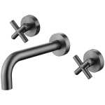 Modern National Cross Handle Ryker Bath/Wall Basin Set 1/4 Turn Gun Metal