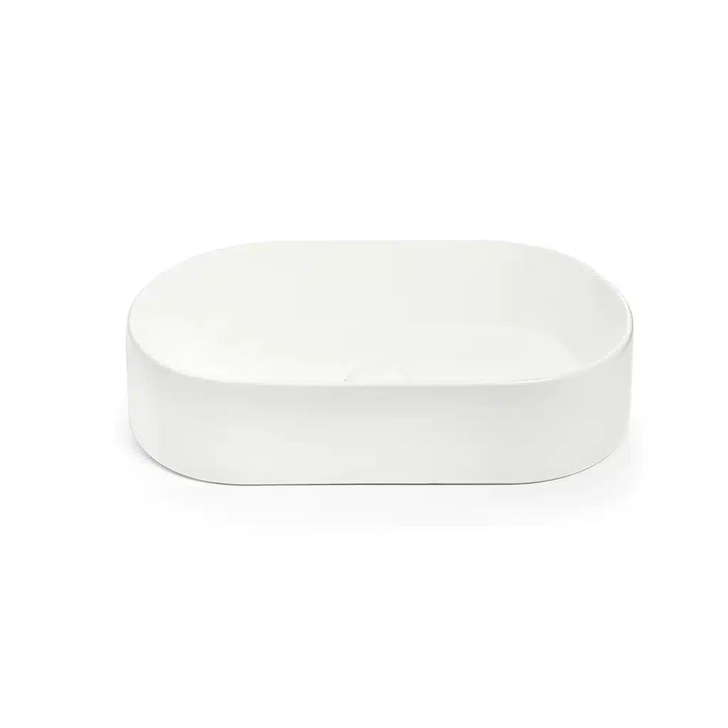 Ovia 520x300x115mm Matte White Above Counter Ceramic Pill Shaped Basin