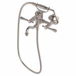 Fienza Lillian Lever Exposed Bath Tap Set with Hand Shower, Brushed Nickel