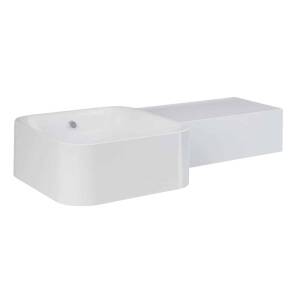 Fienza RAK Petit Square Wall Basin, Right Edge, No Tap Hole