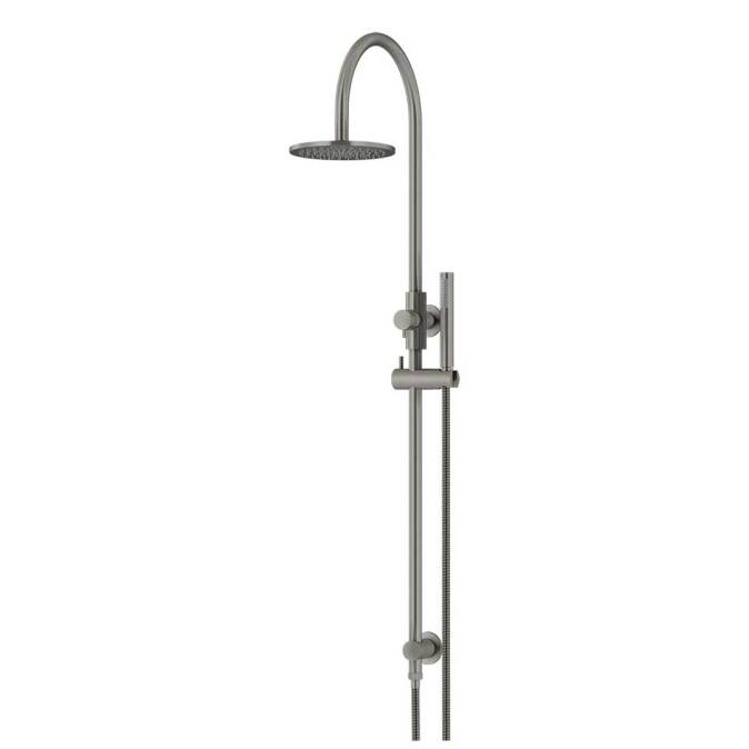 Meir-Round-Gooseneck-Shower-Set-with-200mm-Rose,-Single-Function-Hand-Shower-Shadow-Gunmetal