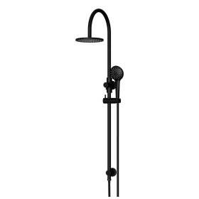 Meir-Round-Gooseneck-Shower-Set-with-200mm-Rose,-Three-Function-Hand-Shower-Matte-Black