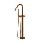 Meir Round Paddle Freestanding Bath Spout and Hand Shower, Lustre Bronze