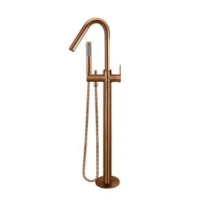 Meir Round Paddle Freestanding Bath Spout and Hand Shower, Lustre Bronze