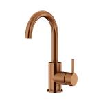 Meir Round Gooseneck Basin Mixer with Cold Start, Lustre Bronze