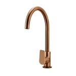 Meir Round Gooseneck Kitchen Mixer Tap with Paddle Handle, Lustre Bronze