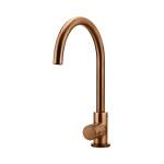 Meir Round Gooseneck Kitchen Mixer Tap with Pinless Handle, Lustre Bronze