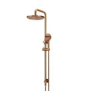 Meir Round Combination Shower Rail with 200mm Rose, Three-Function Hand Shower, Lustre Bronze