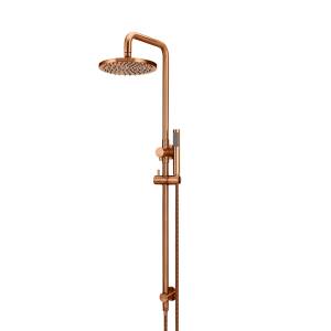 Meir Round Combination Shower Rail with 200mm Rose, Single-Function Hand Shower, Lustre Bronze