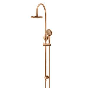 Meir Round Gooseneck Shower Set with 200mm Rose, Three-Function Hand Shower, Lustre Bronze