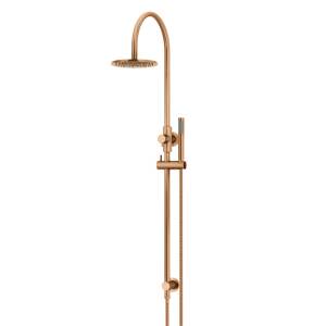 Meir Round Gooseneck Shower Set with 200mm Rose, Single-Function Hand Shower, Lustre Bronze
