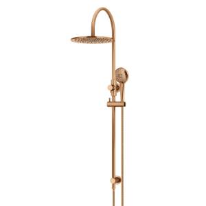 Meir Round Gooseneck Shower Set with 300mm Rose, Three-Function Hand Shower, Lustre Bronze