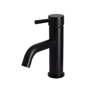 Meir Round Matte Black Basin Mixer with Curved Spout