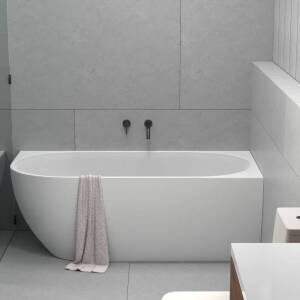 Ovia Vienna 1500mm Right Hand Corner Bath Tub Gloss White No Overflow