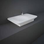 RAK Valet 92cm Matte White Wall Hung/Counter Top Basin- Right Ledge 1 Taphole