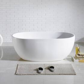 Ovia-Oval-Bathtub-Freestanding-Acrylic-GLOSS-White-Bath-tub-NO-Overflow