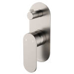 Fienza Empire Slim Wall Diverter Mixer, Large Oval Plate, Vertical, Brushed Nickel