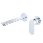 Fienza Empire Slim Basin/Bath Wall Mixer Set, Round Plates, 200mm Outlet Chrome