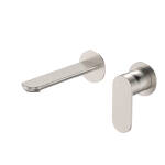 Fienza Empire Slim Basin/Bath Wall Mixer Set, Round Plates, 160mm Outlet Brushed Nickel
