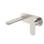 Fienza Empire Slim Basin/Bath Wall Mixer Set, Oval Plate, 160mm Outlet Brushed Nickel