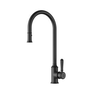 Ikon Clasico Pull-out Sink Mixer with Brass Handle Matte Black - Clearance
