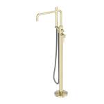 Nero Zen SS316L Freestanding Bath Mixer With Outdoor Shower Hose Brushed Gold