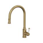 Linsol Brushed Brass Gold Tommy Pull Out Down Provincial Federation Kitchen Mixer