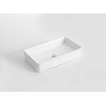 Ovia Fluted Rectangle Gloss White Ceramic Basin