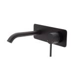 Fienza KAYA Wall Basin/Bath Mixer Set Matte Black Square Plate 200mm Outlet