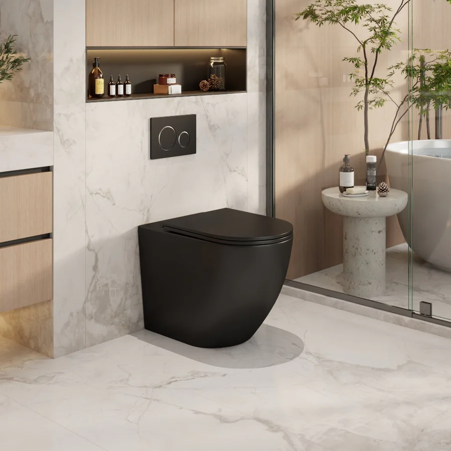Norton Quiet Flush Rimless Tornado Floor Pan Only - Matte Black