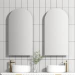 Ovia 900x450mm Arch Shaving Cabinet Matte Black
