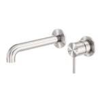 Nero Zen SS316L 230mm Wall Basin/Bath Mixer Separate Back Plate Spout Brushed Nickel