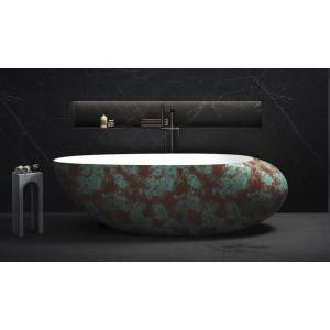 Ovia Ellipse Patina Freestanding Solid Surface Cast Stone Bath