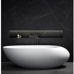 Ovia Ellipse Freestanding Solid Surface Cast Stone Bath Matte White