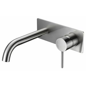 Ikon Hali Wall Basin Mixer Brushed Nickel - Clearance