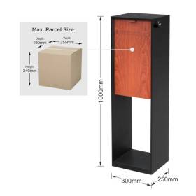 Milkcan-786BK-MB-Vienna-2-parcel-black-merbau-pillar-letterbox-dims-800px