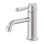 Nero York Straight Basin Mixer With Metal Lever Brushed Nickel
