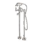 Nero York Freestanding Bath Set With Metal Hand Shower Brushed Nickel