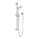 Nero York Shower Rail With White Porcelain Hand Shower Brushed Nickel