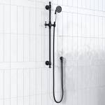 Modern National Bordeaux Traditional Matte Black Hand Shower on Rail Set