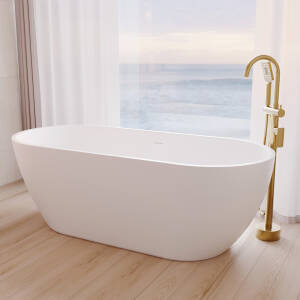 1690mm Ovia Egg Freestanding Bathtub Acrylic Matte White