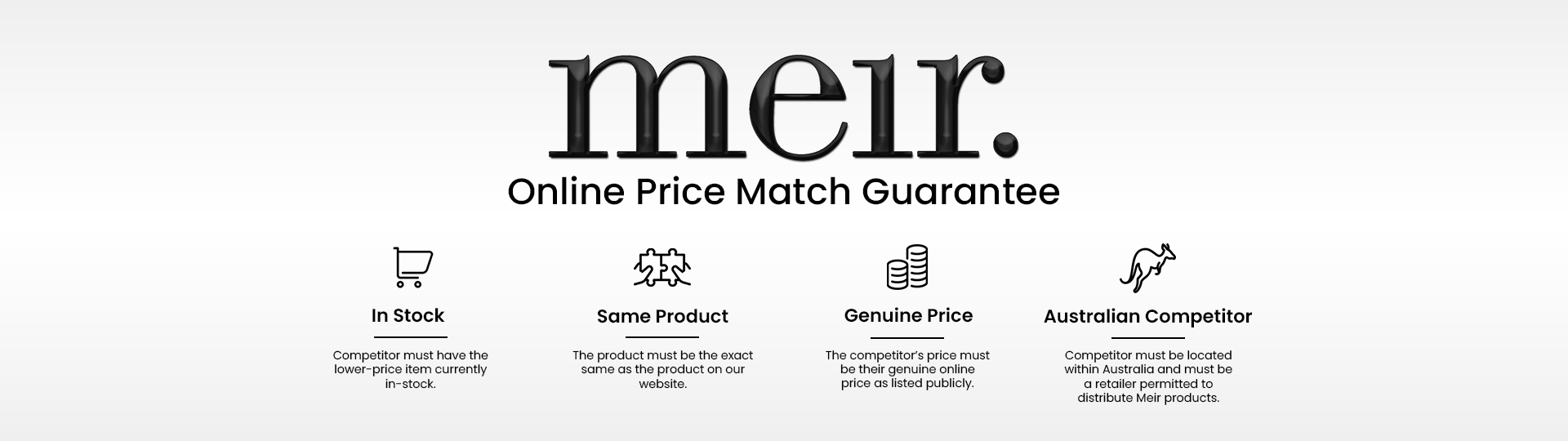 Meir Price Match Guarantee Banner