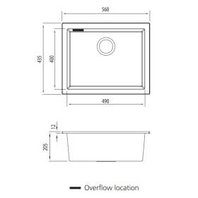 Oliveri Santorini Large Bowl Undermount Sink Black ST-BL1550UOF
