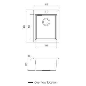 Oliveri Santorini Standard Single Bowl Topmount Sink Black ST-BL1531OF - ld